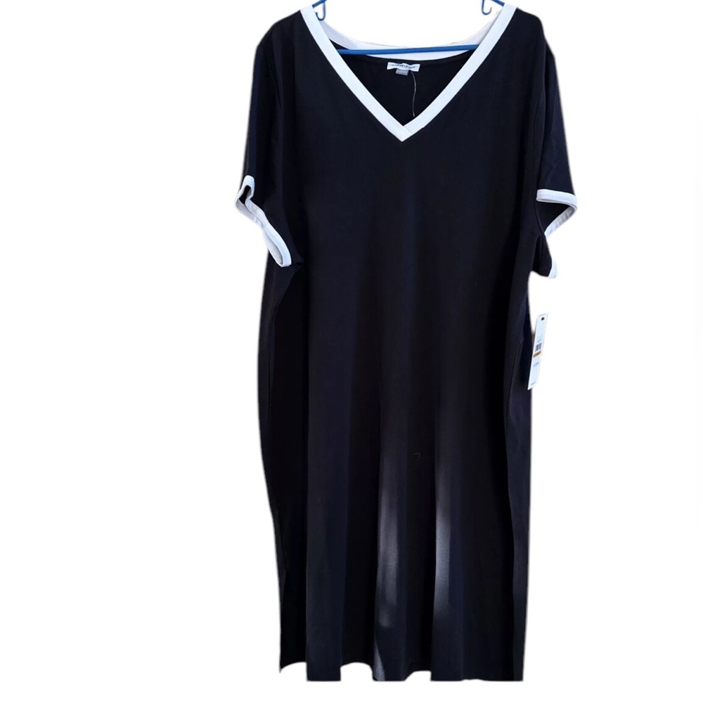 Calvin Klein Plus Size V Neck Short Sleeve Midi Length Tee Shirt Dress 3X
